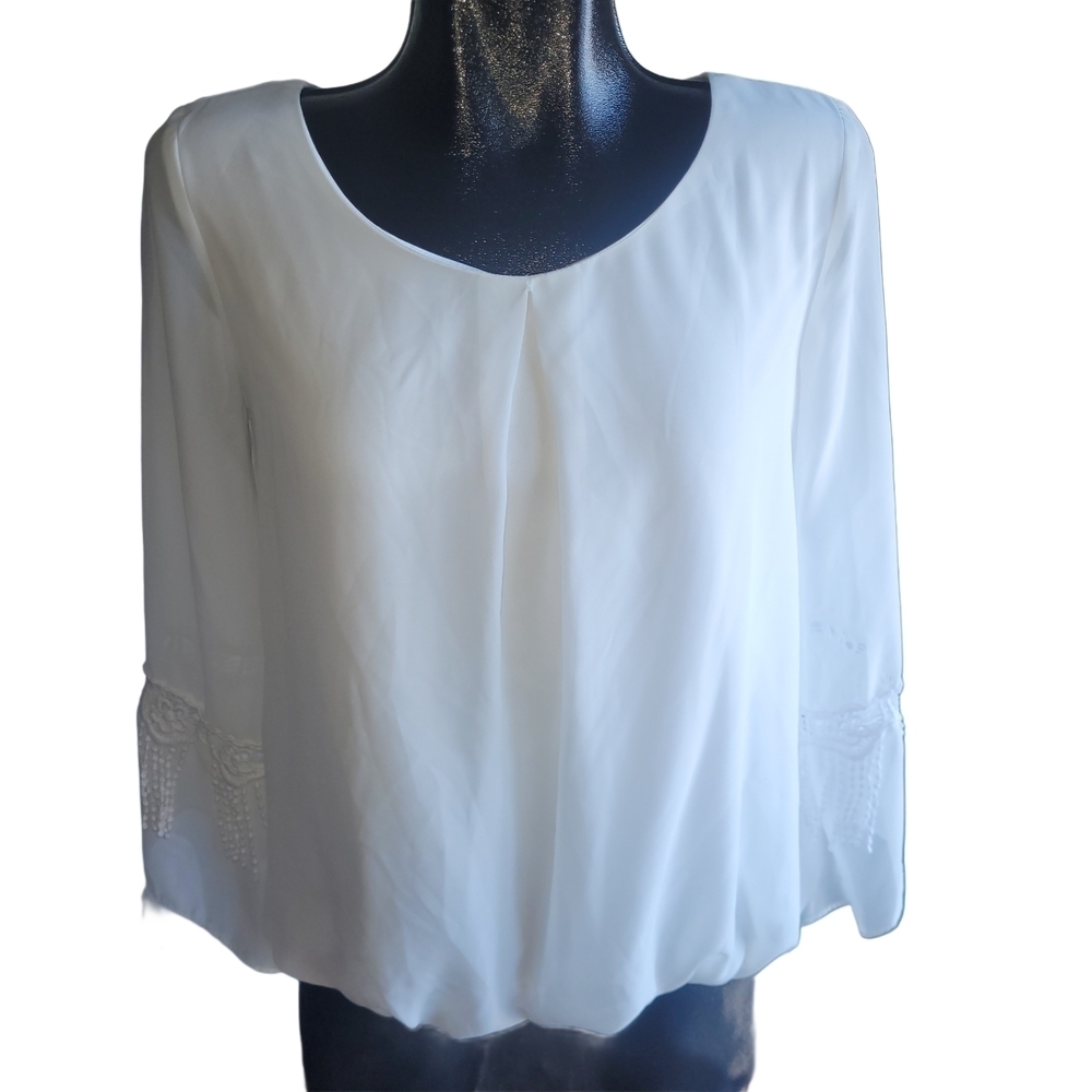 Alyx White Blouse with Fringe Detailed Bell Sleeves S